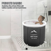 1 x RAW Customer Returns B Y Inflatable Foldable Bathtub Adults 80x80cm Foldable Portable Bathtub Freestanding Bathtub for Shower Adults Mobile Foldable Ice Bathing Barrel, Made of Polypropylene, Black - RRP €98.35