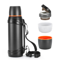 1 x RAW Customer Returns OKADI Thermos Flask Stainless Steel Vacuum Drinking Bottle 2.5L, Insulated Bottle with Drinking Cup, Thermos Flask Keeps Hot for 24 Hours, Cold for 24 Hours, BPA-Free Black  - RRP €48.39