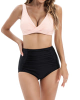 4 x Brand New LA ORCHID Laorchid, women s swimsuit, two piece, high waisted bikini, sexy bandeau swimsuit, padded bikini, Pink and black., 46 - RRP €139.96