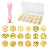 1 x RAW Customer Returns Rebanky 18 Pieces Wax Stamp Heads, Wooden Stamp Wax Seal with Wax Seal Stamp Handle Wax Seal Set Wedding Wax Seal Stamp Tree and Heart with Storage Box for DIY Cards 18 Styles  - RRP €12.99