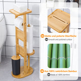 1 x RAW Customer Returns Yorbay standing toilet set made of bamboo, with toilet paper holder and toilet brush holder smartphone shelf toilet brush toilet roll holder natural  - RRP €54.17