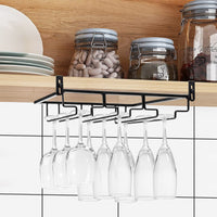 1 x RAW Customer Returns MERYSAN 2pcs Adjustable Wine Glass Rack Under Cabinet Punch Free 3 Row Metal Wine Glass Holder Hanging Wine Glasses Hanger Organizer for Shelf Kitchen Bar Decoration - RRP €33.99