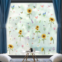 5 x Brand New YICHEN window pictures sunflower window stickers, 6 sheets window stickers PVC stickers, reusable window film window decoration window stickers for children s room wall decoration - RRP €50.35