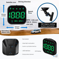 1 x RAW Customer Returns Car GPS HUD Smart Speedometer KMH mph Display, iKiKin 2.0 LCD Screen with Fatigue Warning Navigation Compass Speed Alert for All Vehicles Green  - RRP €28.99