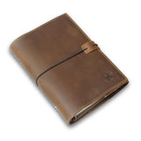 1 x RAW Customer Returns WANDERINGS Small Leather Notebook with Binder - Personal Size 6 Ring Binder Planner - Comfortable handmade genuine leather cover with mixed loose sheets. Filofax compatible. Only 17cm x 9.5cm - RRP €34.24