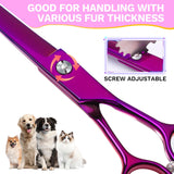 1 x RAW Customer Returns JASON Professional Curved Dog Scissors - 7.5 Grooming Scissors for Dogs Japanese Stainless Steel Pet Scissors for Grooming Scissors for Dogs Cats Upward Curved, Purple  - RRP €29.99