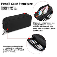 3 x RAW Customer Returns Pencil Case Men Large Capacity Pouch Bag 2 Compartments Girls for Women Zipper Smoothy Pen Case Pen Holder Duarable Stationery Organizer Adult Office Gift - Black - RRP €32.7