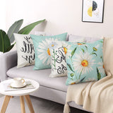 4 x Brand New SOMYTING Set of 4 Pillowcases 45 x 45 cm with Daisies Decoration Sofa Chair Square Cushions Bedroom Pillow Cushion for Garden Living Room Modern Garden Sofa - RRP €59.96