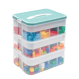 1 x RAW Customer Returns Children s storage box with lid building blocks boxes storage toy box children s room children s box 3 levels stacking boxes storage box storage boxes transparent organizer box separable plastic box - RRP €55.99