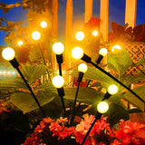 1 x RAW Customer Returns YJFWAL Firefly Solar Garden Lights Outdoor 4 Pack Firefly Lights Waterproof Swinging Garden Lights for Pathway Christmas Yard Patio Landscape Decorative, 8LED Warm White, 4 Pack  - RRP €27.22