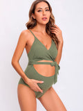 1 x RAW Customer Returns Tofern Maternity Swimsuit Women Push Up V-Neck Maternity Swimsuit Adjustable Pregnant Swimsuit One Piece Backless Maternity Bikini, Maternity Swimsuit for Beach Parties - RRP €34.99