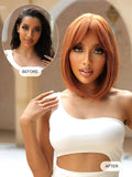 1 x RAW Customer Returns PORSMEER Women s Wig Medium Long with Bangs Natural Straight Synthetic Hair Wig Copper Red Bob Wigs for Women Girls, for Carnival Halloween Parties, 35cm - RRP €19.99