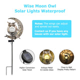 1 x RAW Customer Returns Solar lamps for outdoor garden, garden decoration with moon and owl motif, waterproof garden decoration for outdoor solar lights, ideal terraces, balconies and lawn decoration, weatherproof ideal for outdoor use - RRP €24.99