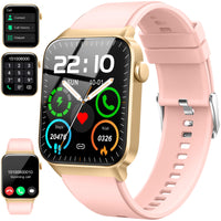 1 x RAW Customer Returns Donerton Smartwatch Women s with Telephone Function Message Reminder, 1.85 Smart Watch, 112 Sport Modes IP68 Waterproof Sports Watch, Fitness Watch with Heart Rate Sleep Monitor Pedometer for Android iOS Gold Pink - RRP €30.24