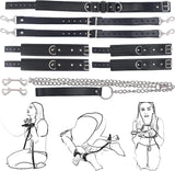 1 x RAW Customer Returns BDSM sex bondage set dog slave with 4 handcuffs, ankle cuffs, 2 straps, collars with leash, fetish SM erotic sex toy for couples, women, 10 pieces bondage restraint set, sex toy, black - RRP €20.81