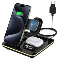 1 x RAW Customer Returns HATALKIN 5 in 1 Apple Inductive Charger, iPhone Foldable Charging Station Compatible with iPhone 15 Pro Max Pro Plus 14 13 Apple Watch 9 Ultra 2 AirPods, iPhone Wireless Charger with Alarm Clock and Night Light. - RRP €38.88