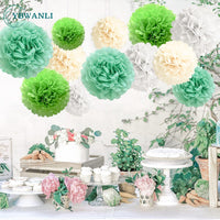 25 x Brand New YBwanli pompoms green 20s, decoration garden party, pompoms decoration, crepe paper green, wedding decoration table, decoration party green, tissue paper green, decoration birthday, school enrollment decoration - RRP €360.0