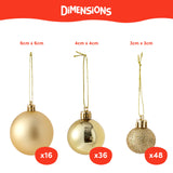 1 x RAW Customer Returns THE TWIDDLERS 100 Golden Christmas tree balls, Christmas balls in various sizes with matt glitter - Christmas tree decorations Christmas tree decoration - RRP €29.99