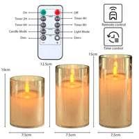 1 x RAW Customer Returns EXTSUD LED flameless candles flickering with charging station and remote control, set of 3 LED candles made of glass, rechargeable flame candle light with timer function, romantic tea lights, decorative living room - RRP €26.21