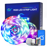 1 x RAW Customer Returns GY LED Strip 2 m, RGB LED Strip with Remote Control and App, Music Sync, Smart LED Strip that works with Alexa, suitable for parties, gaming rooms, bedrooms, TVs, kitchen decorations - RRP €17.7