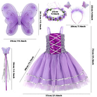 1 x RAW Customer Returns Tacobear Pack of 5 Fairy Costume Children with Fairy Wings Fairy Dress Flower Wreath Hair Butterfly Fairy Headband Hair Band Fairy Wand Halloween Party Princess Fairy Costume Accessories for Girls Purple  - RRP €27.56