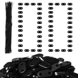 1 x RAW Customer Returns Fastening set weatherproof fastening clips for PVC privacy screen 100 privacy screen mat fastening clips with 100 fastening PVC plates wire cable ties for garden lawn black  - RRP €17.14