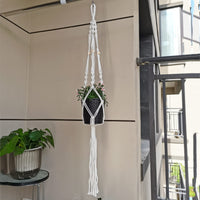 1 x RAW Customer Returns VIERSHU Macrame Hanging Basket Boho Decorative Cotton Rope Hanging Flower Pot with Beads Tassels Braided Plant Hanger for Indoor Outdoor Balcony Garden Decoration - RRP €9.06