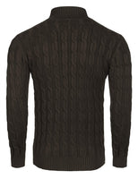 1 x RAW Customer Returns Misfuso men s turtleneck pullover long-sleeved shirt, knitted pullover men s fine knit cotton sweater with crew neck, slim fit basic men s sweater, size XL brown - RRP €22.18