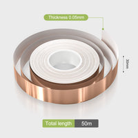 2 x RAW Customer Returns HUTHIM Copper Foil Tape 30mm 50m , Self-Adhesive EMI Shielding Tape, Protect Plants From Snails. Circuit Paper, Electrical Maintenance, Decoration, Anti-Electromagnetic - RRP €52.8