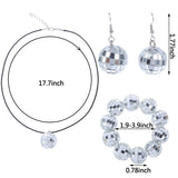 1 x RAW Customer Returns Pack of 5 disco ball mirror ball party earrings necklace set, metallic disco ball white necklace bracelet women s glitter hair bands sequins headband diamond sunglasses - RRP €14.11