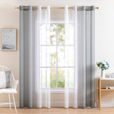 1 x RAW Customer Returns MIULEE Set of 2 Voile Curtains Two-Tone Curtain with Eyelets Transparent Curtain Eyelet Curtain Window Curtain Translucent for Bedroom, 140 x 225 cm, Grey - RRP €23.49