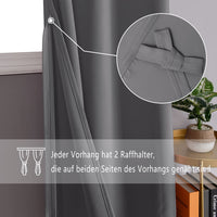 1 x RAW Customer Returns DWCN Curtain Opaque with Tiebacks Blackout Curtains with Eyelets 2 Pieces Thermal Curtain for Living Room Bedroom Curtains Blackout Curtain Heat Insulating Gray, 215 x 132 cm H x W  - RRP €31.99