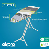 1 x RAW Customer Returns AIRPRO By Widex 6-layer ironing board cover for steam irons - size XXL universal max 137x48 cm - no more water under the ironing board - irons up to 50 faster - MADE IN EUROPE - RRP €28.99