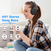 1 x RAW Customer Returns Uliptz Bluetooth 5.3 Wireless Headphones, 65 Hours Playtime, 6 EQ Sound Modes, Wireless Stereo HiFi Over Ear with Microphone, for Travel Office Phone PC Black  - RRP €20.83