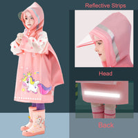 1 x RAW Customer Returns Fewlby Rain Poncho Children s Rain Cape Boys Girls Raincoat Waterproof Rain Jacket with Backpack Cover Reusable Outdoor Transparent Rainwear with Portable Bag L 5-6 Years - RRP €26.78