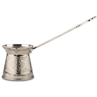 1 x RAW Customer Returns Alisveristime Authentic Turkish Coffee Pot, Handmade Cezve Ibrik, Multiple Sizes and Colors Available, Upgrade Your Coffee Experience Now Silver, 1 Cup  - RRP €17.04