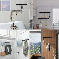 2 x RAW Customer Returns DAZZLIA coat hooks, 2 pieces coat hooks for wall and door, sturdy coat rack aluminum hook rail, wall coat rack towel hook for bathroom, kitchen 10 hooks, black  - RRP €26.2