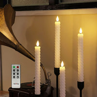 1 x RAW Customer Returns Rhytsing 4 flameless LED white spiral candles twisted table candles with timer function, height 25cm each, candlestick candles with warm white light, remote control and batteries included - RRP €24.99