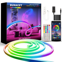 1 x RAW Customer Returns BUNACET Neon LED Strip 8M, RGB IC Neon LED Strip 24V, IP65 Waterproof Neon Light Strip 864LEDs, DIY Flexible LED Strip with Remote Control and Power Supply, Silicone Light Strip for Indoor Outdoor Decoration - RRP €49.99