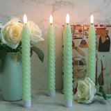 1 x RAW Customer Returns Eldnacele LED Taper Candles Flickering with Remote Control and Timer Function, Battery Operated Real Wax Spiral Window Candles Electric Taper Candles for Christmas, Home Decoration 2 x 25cm, Green  - RRP €21.17