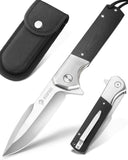 1 x RAW Customer Returns NedFoss BEAST folding knife, 10CM D2 steel large pocket knife with G10 handle, sharp one-hand knife with sheath ball bearing, outdoor knife with liner lock clip, survival knife in gift box - RRP €37.54