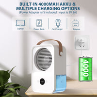 1 x RAW Customer Returns Mobile Air Conditioner 4-in-1 Mini Air Cooler, 4000mAh Battery Air Cooler Small Air Conditioner with 650ml Water Tank, Portable Evaporative Cooler White Personal Fan with 4 Fan Speeds - RRP €43.36