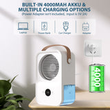 1 x RAW Customer Returns Mobile Air Conditioner 4-in-1 Mini Air Cooler, 4000mAh Battery Air Cooler Small Air Conditioner with 650ml Water Tank, Portable Evaporative Cooler White Personal Fan with 4 Fan Speeds - RRP €37.3