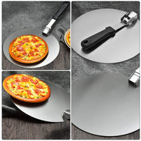 1 x RAW Customer Returns TAGYUO Pizza Shovel, 10 Inch Stainless Steel Round Pizza Shovel, with Non-slip Handle, Very Suitable for Cakes, Pizza, Cake - RRP €15.38