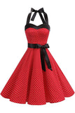 1 x RAW Customer Returns Babyonlinedress Women s Empire Dress, Dotted Size. Large, red - RRP €27.6