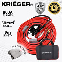 1 x RAW Customer Returns K KRI GER Krieger jump start cable, 9m 50mm 800A Portable car battery booster with cable clamps. Jump start cable and jumper cable for cars and trucks. Car starter cable with surge protection - RRP €77.99