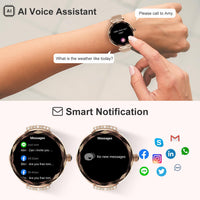 1 x RAW Customer Returns Fitonme Smartwatch Women with Phone Function 1.19 Inch AMOLED Display, IP68 Waterproof Sports Watch Wristwatch with Sleep Monitor Heart Rate Monitor SpO2 Blood Pressure Measurement Pedometer for Android iOS Rose Gold - RRP €59.99