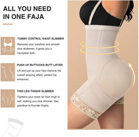 1 x RAW Customer Returns FeelinGirl Waist Trainer Pants with Zipper - Women s Shapewear with Adjustable and Removable Straps Lace Shapewear Beige 6XL - RRP €26.16