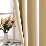 1 x RAW Customer Returns MIULEE Curtains Beige Opaque with Eyelets, Beautiful Soft Blackout Curtains for Darkening Rooms, Set of 2 Curtains Darkening Bedroom Living Room Thermal Curtain Cold Protection 140X245 cm - RRP €41.99