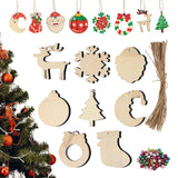 2 x Brand New Yisscen 48 Pieces Craft Christmas Pendants Wooden Christmas Tree Pendants, DIY for Painting and Hanging Wooden Pendants Christmas Snowflake Christmas Tree Sock Elk Wreath Christmas Balls - RRP €40.8